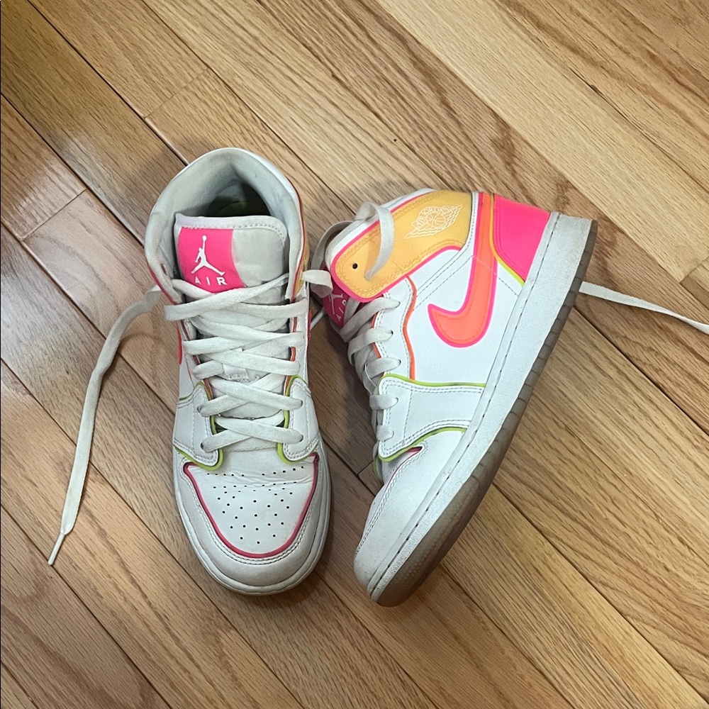 Nike Air Jordan with Pink and Yellow Highlights